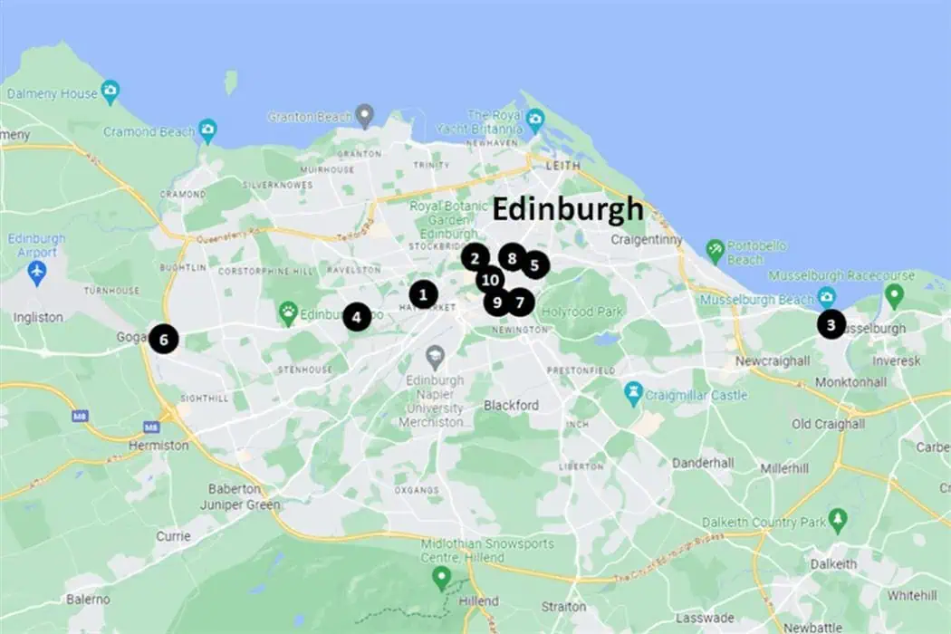 Visitor's Guide to Edinburgh - Edinburgh Hotels and Hostels Map