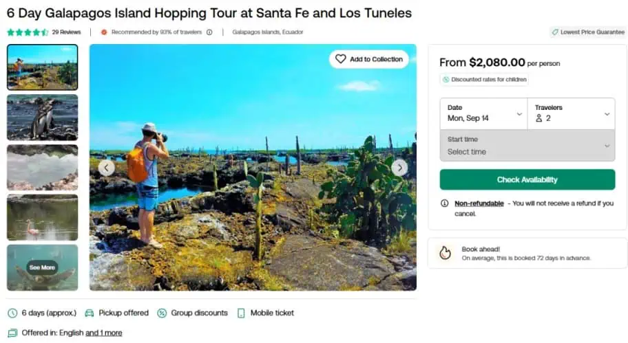 6-Day Galapagos Tour 6-Day Galapagos Land Tour - Los Tuneles Program