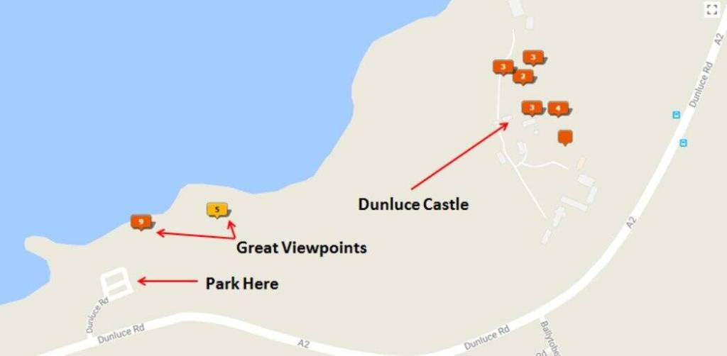 Dunluce Castle Photography Locations Map