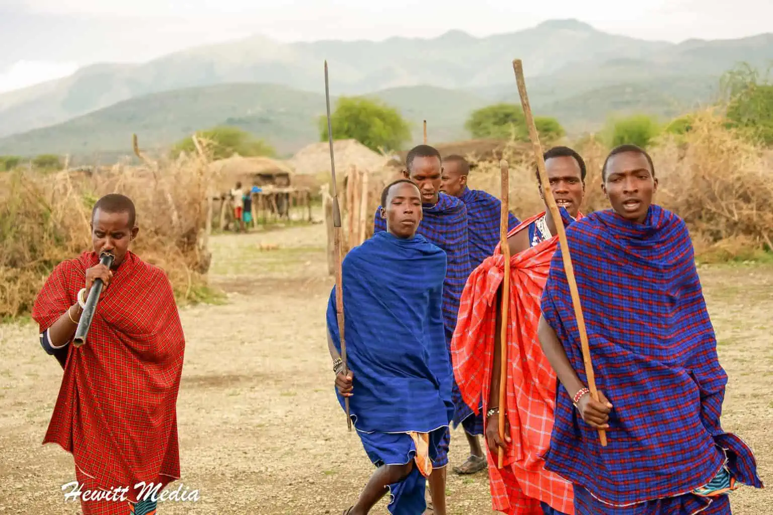 Traditional Maasai dance in village in Tanzania