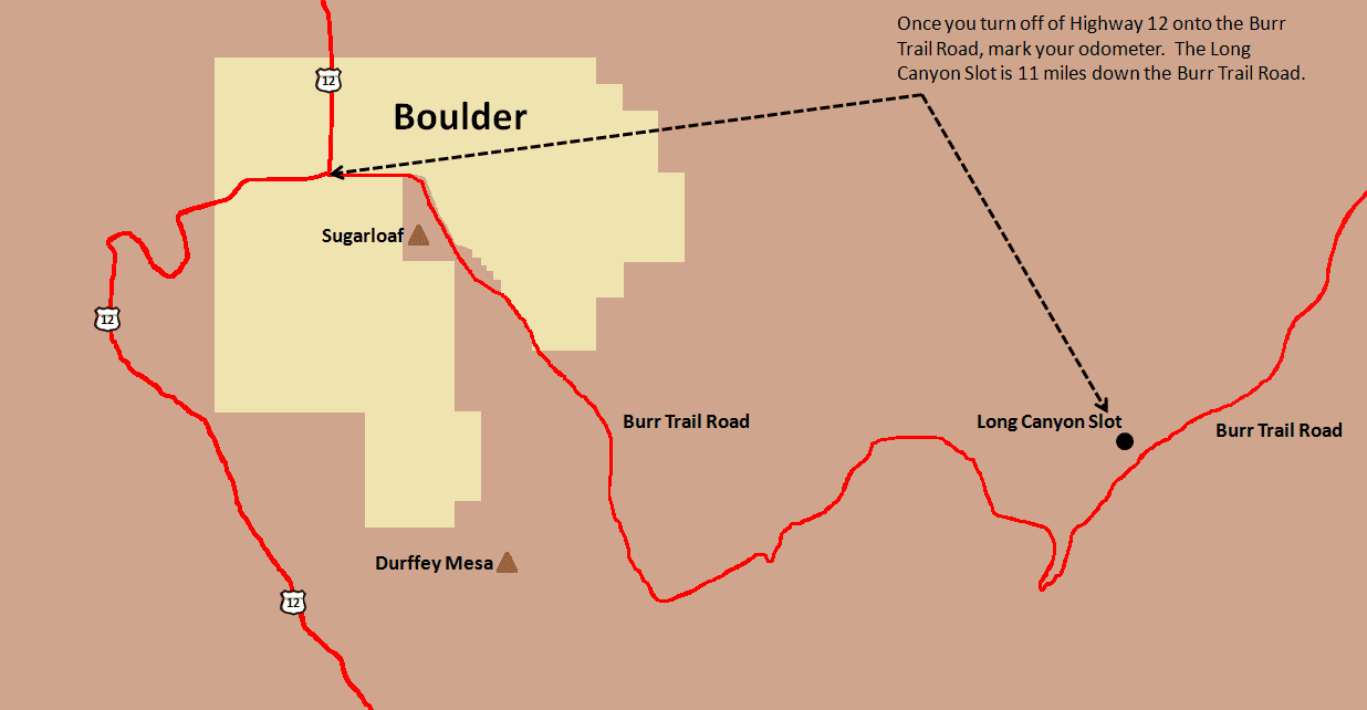Long Canyon Slot Hike Map