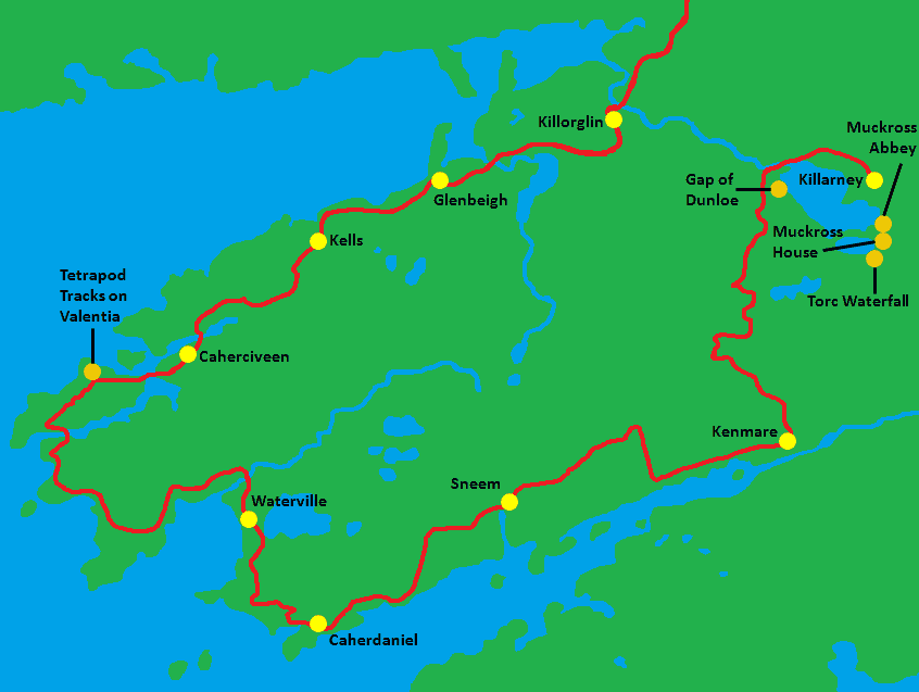 Ring of Kerry Map Ring of Kerry in Ireland Map