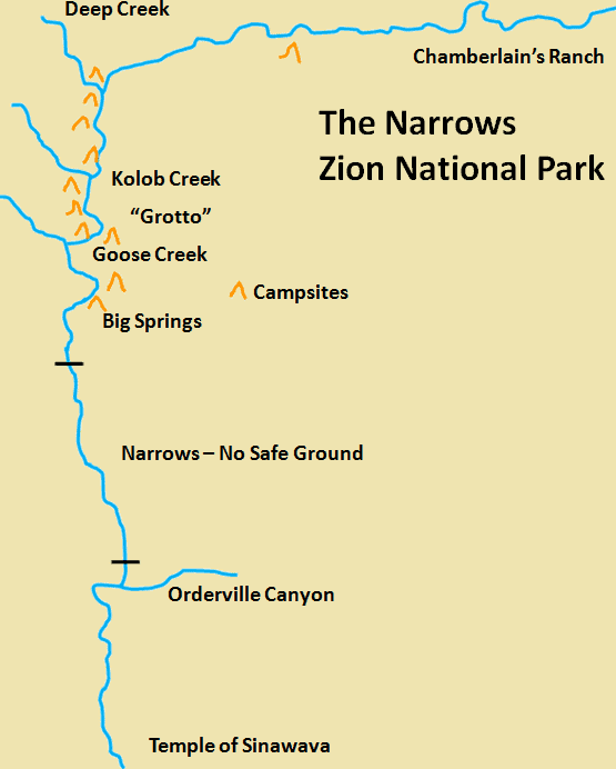 Zion National Park - The Narrows Map