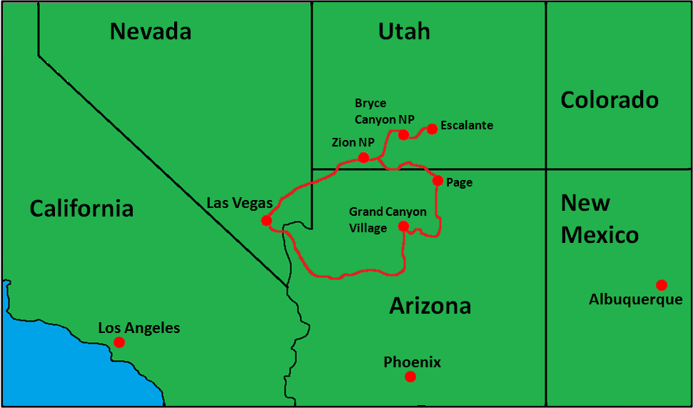 Utah Parks Trip Map