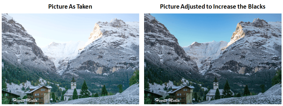 Winter Photography Tips - Adjust Blacks in Images