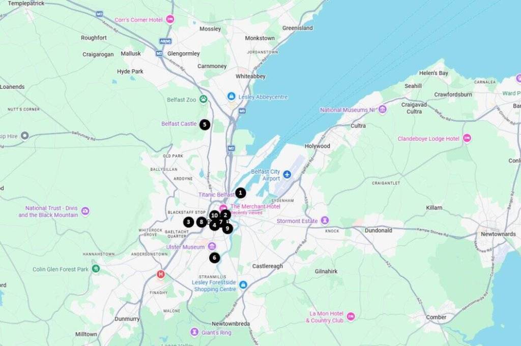 Top Things to See in Belfast Map