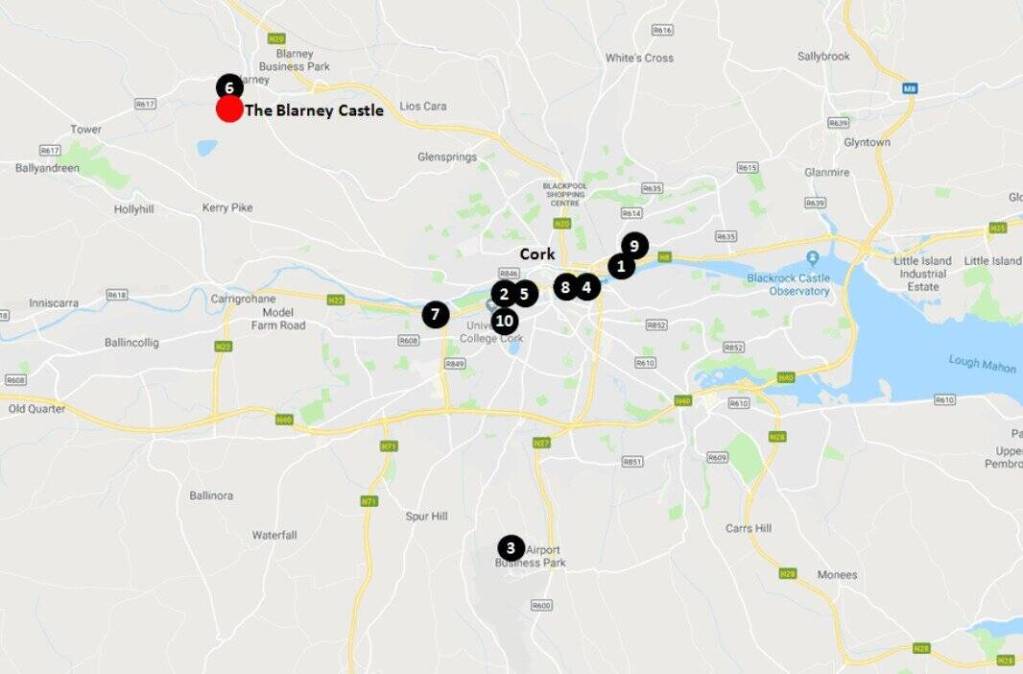 Blarney Castle Hotels Map