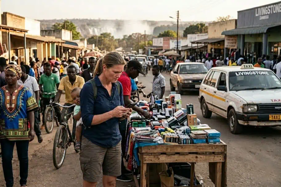 Searching for Wifi on the Streets of Livingstone, Zambia