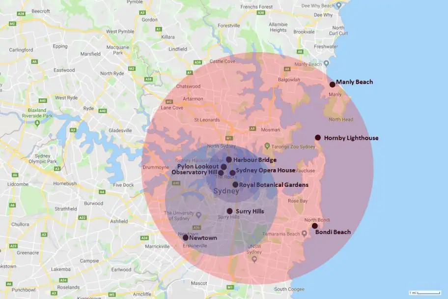 Sydney, Australia Hotel Planning Map Sydney, Australia Hotel Planning Map