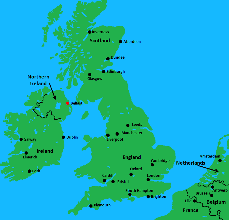 Europe Area Map Belfast 