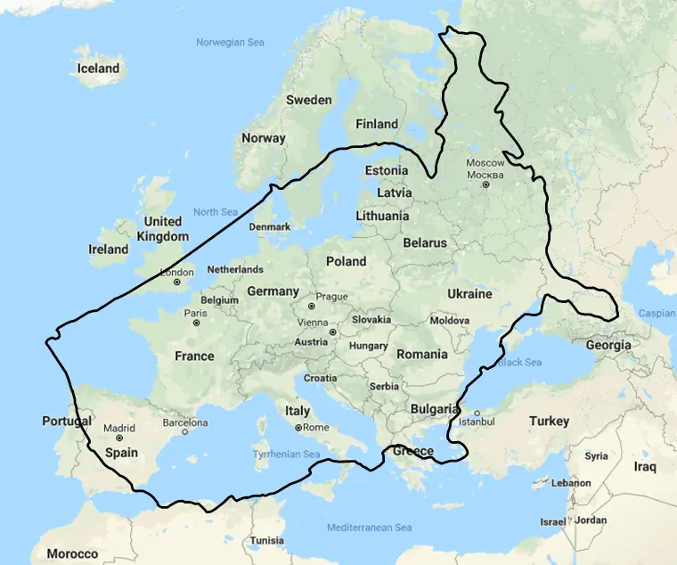 USA Size Europe Overlay