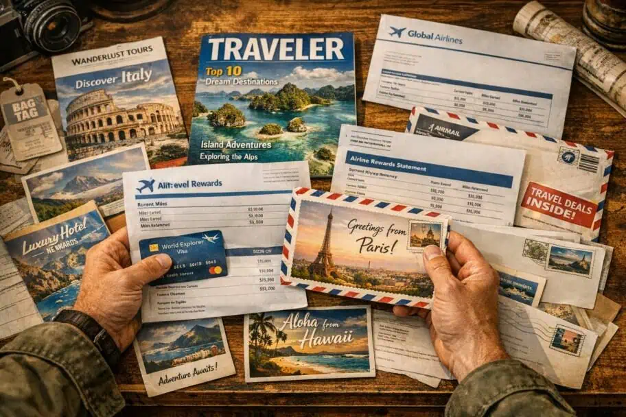Traveler with Loads of Travel Mail