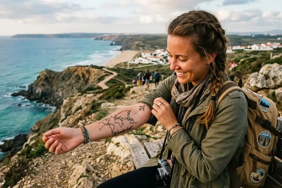 Travel Addict with Travel Tattoo