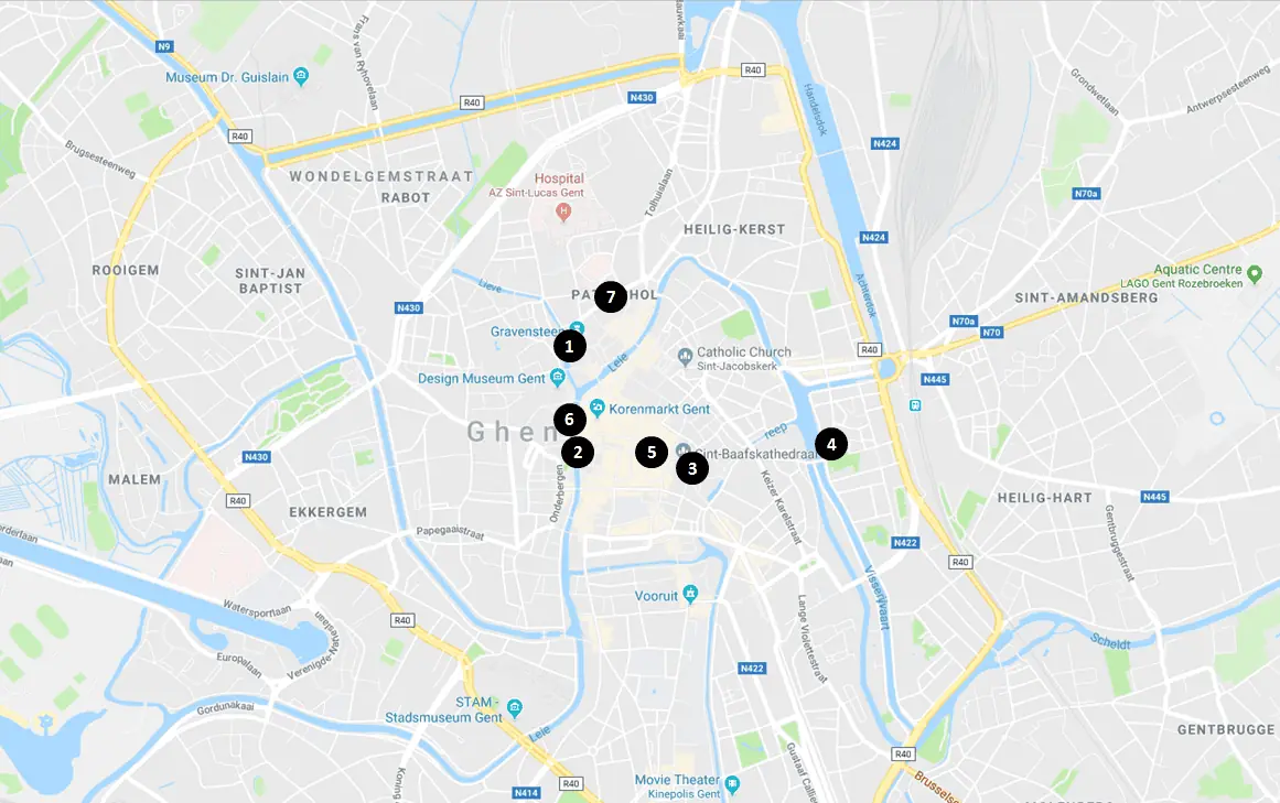 Ghent Attractions Map