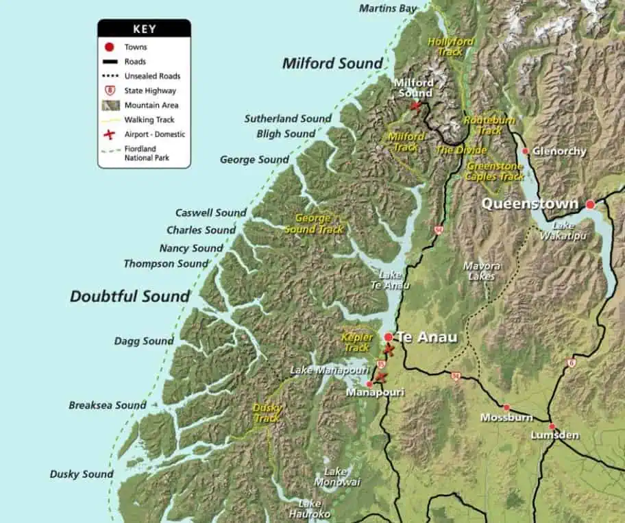 Fiordland National Park Map