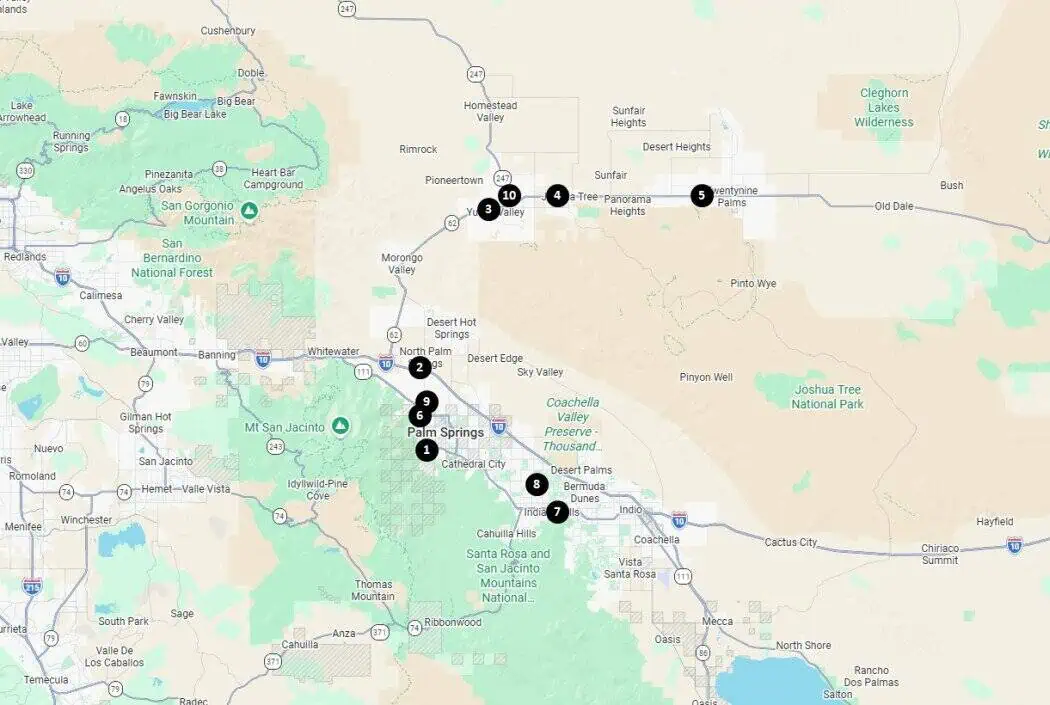 Joshua Tree National Park Hotels Map Joshua Tree National Park Hotels Map