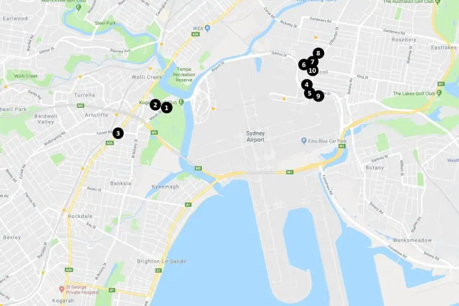 Sydney Airport Hotels Options Detail Map