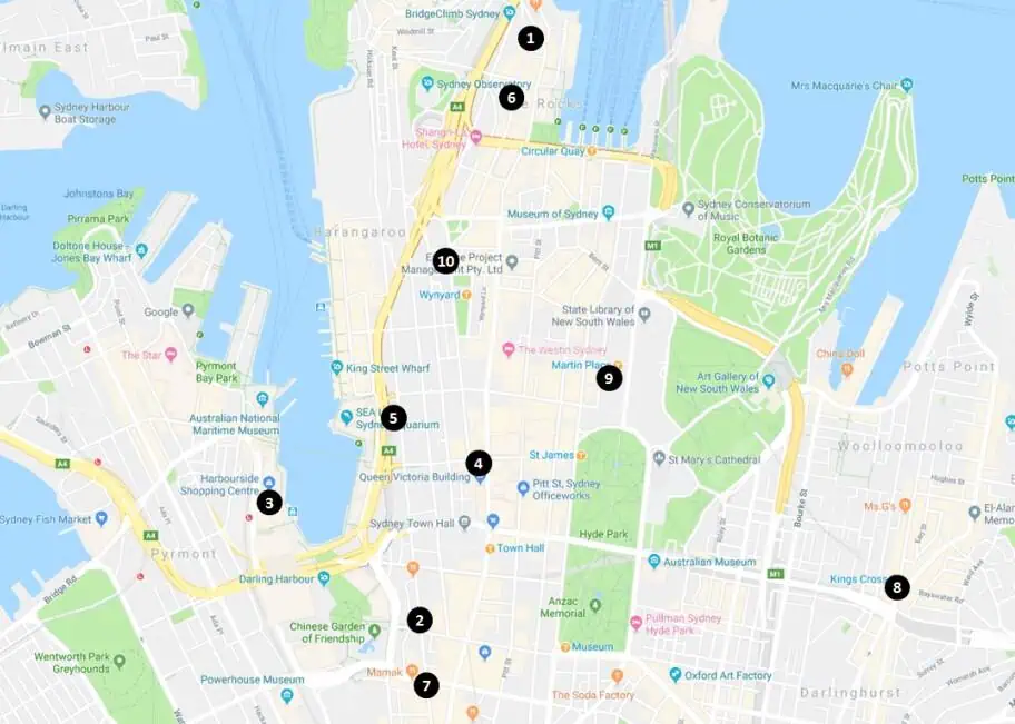 Sydney Hotels Options Detail Map