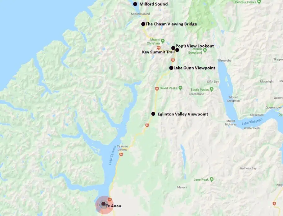 New Zealand Planning - Te Anau Hotel Range Map