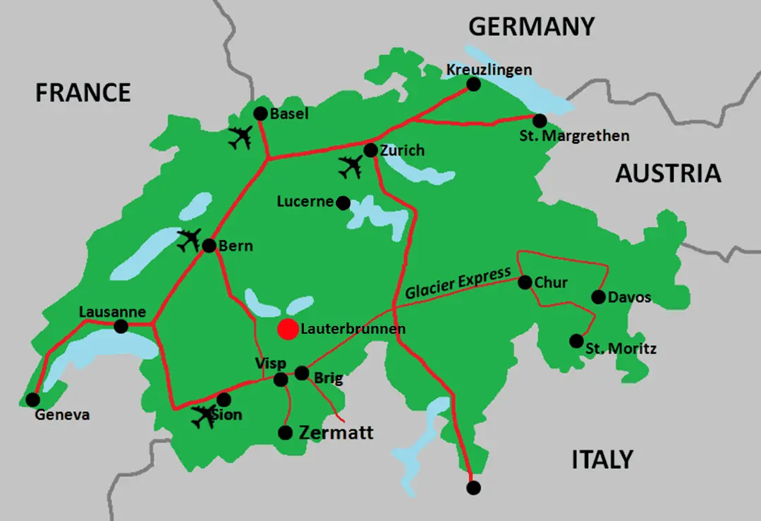 Lauterbrunnen Area Map