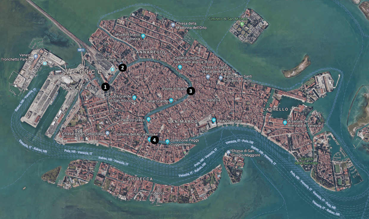 Остров Сан Микеле в Венеции на карте