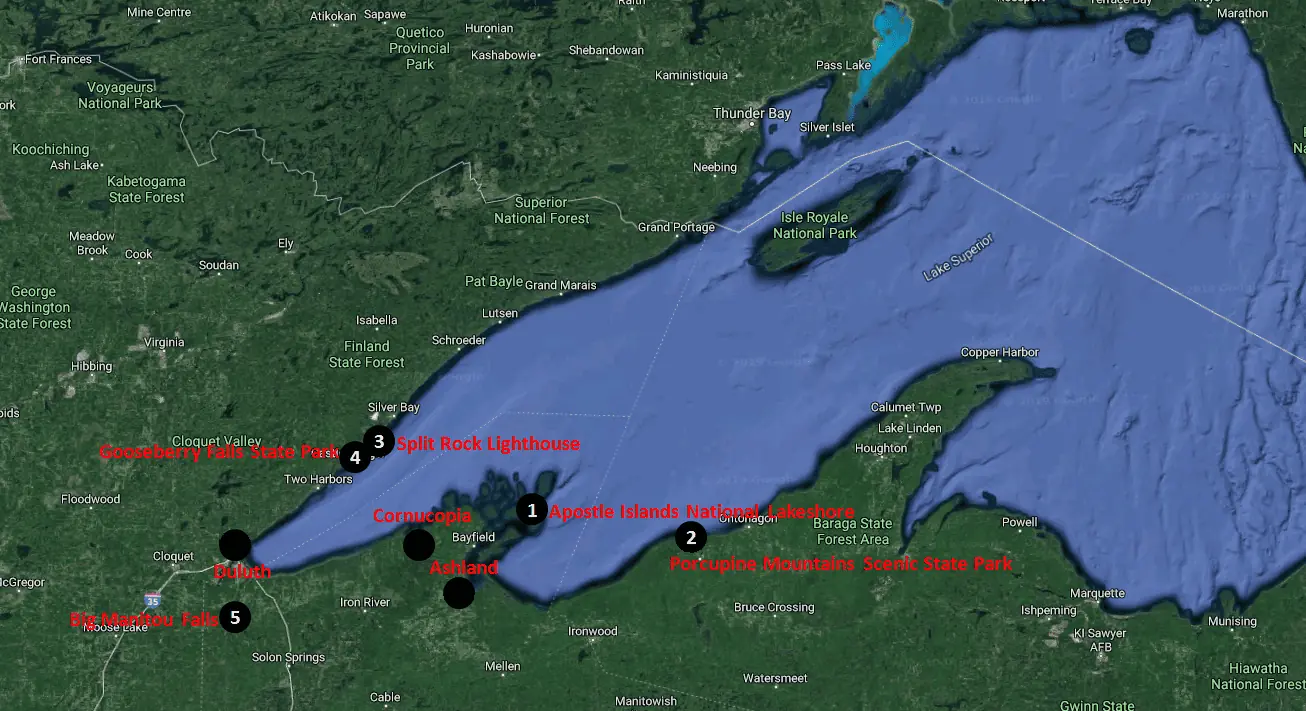Apostle Islands Nearby Attractions Map