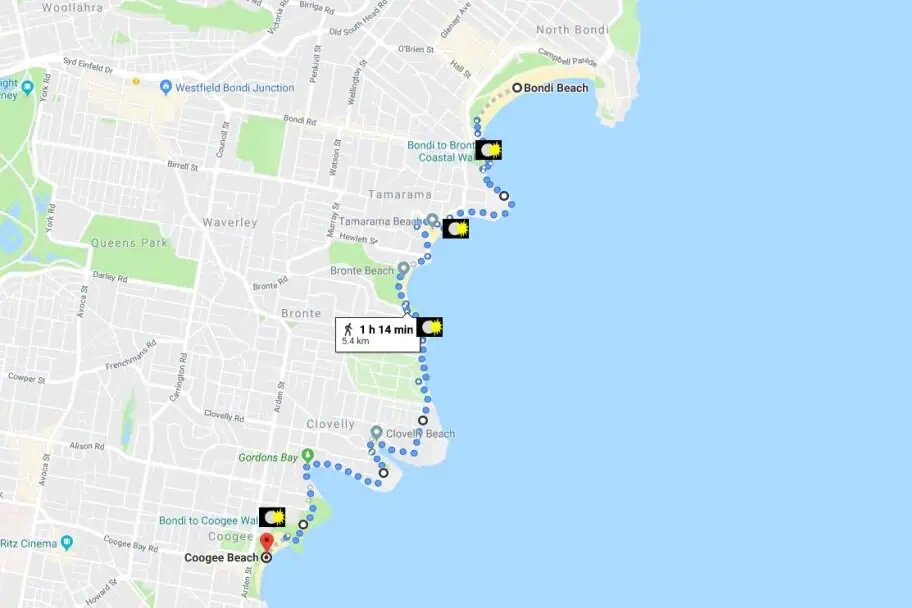 Photography Planning for Sydney - Bondi-Coogee walk - Photo Map
