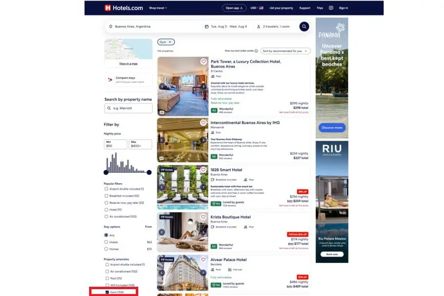 Search for Hotels with Gyms Search for Hotels with Gyms
