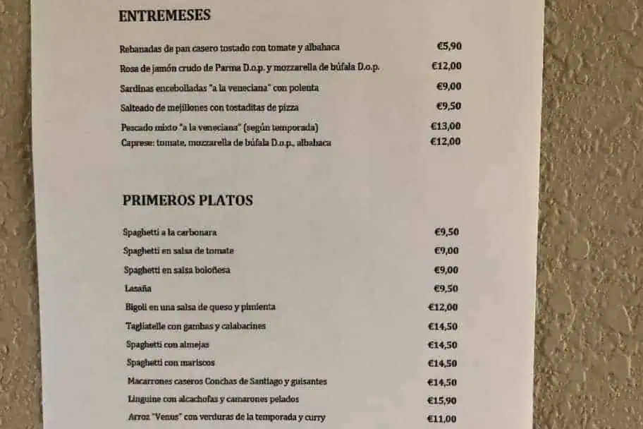 Menu Before Translation
