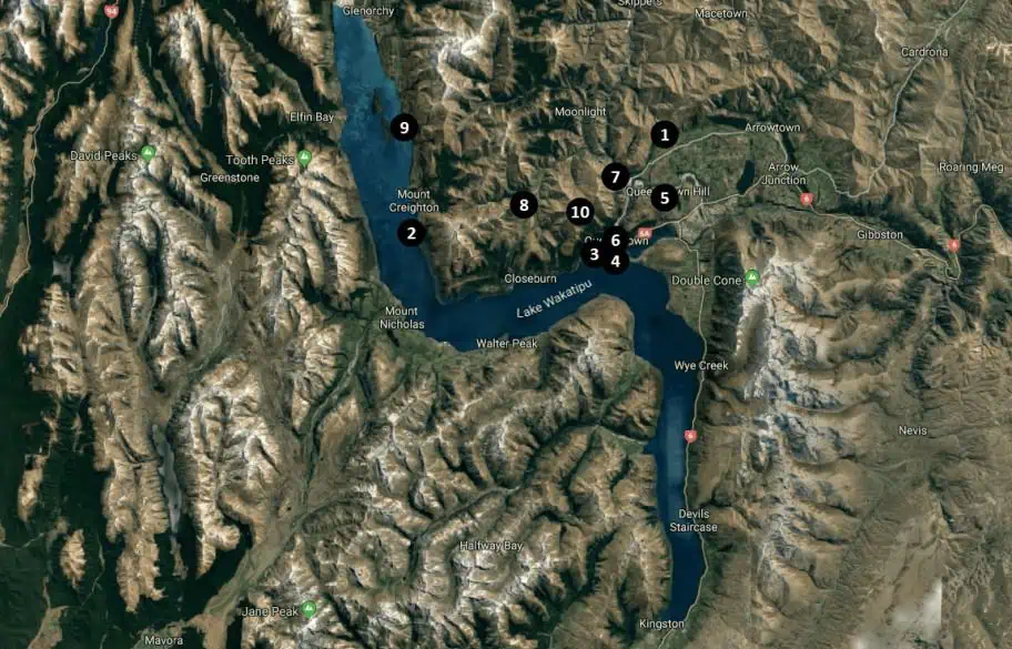 Queenstown Photography Locations Map