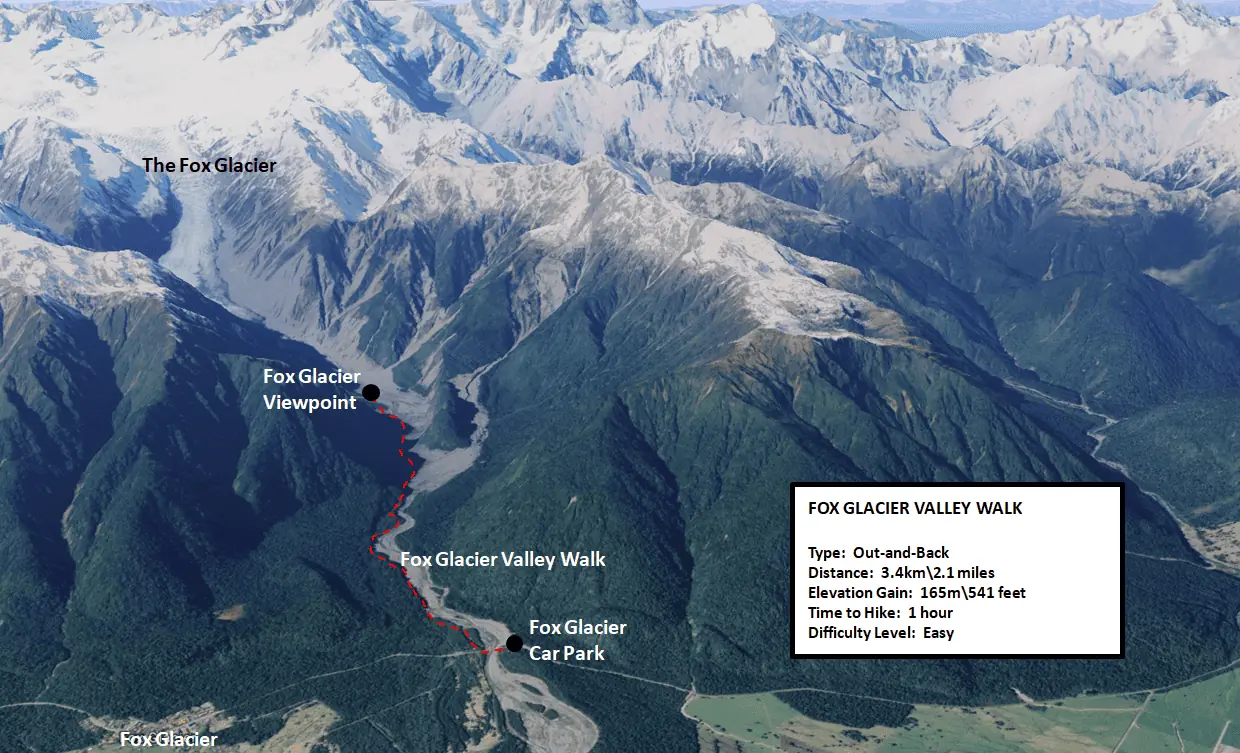 New Zealand Helicopter Tours - Fox Glacier Valley Walk Map