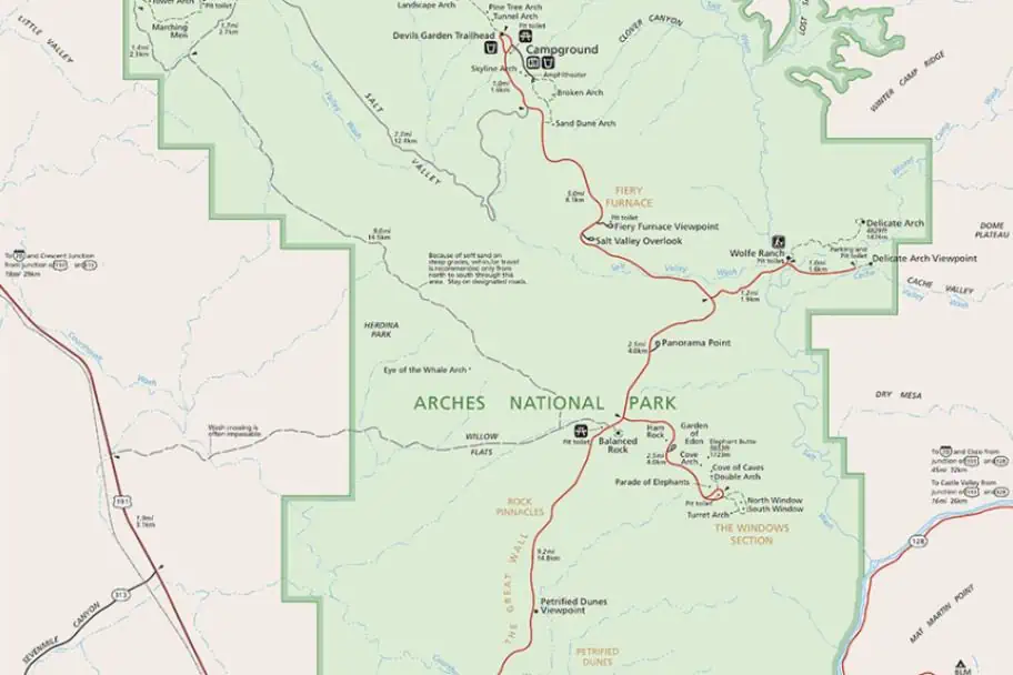 Arches National Park Map Arches National Park Guide Park Map