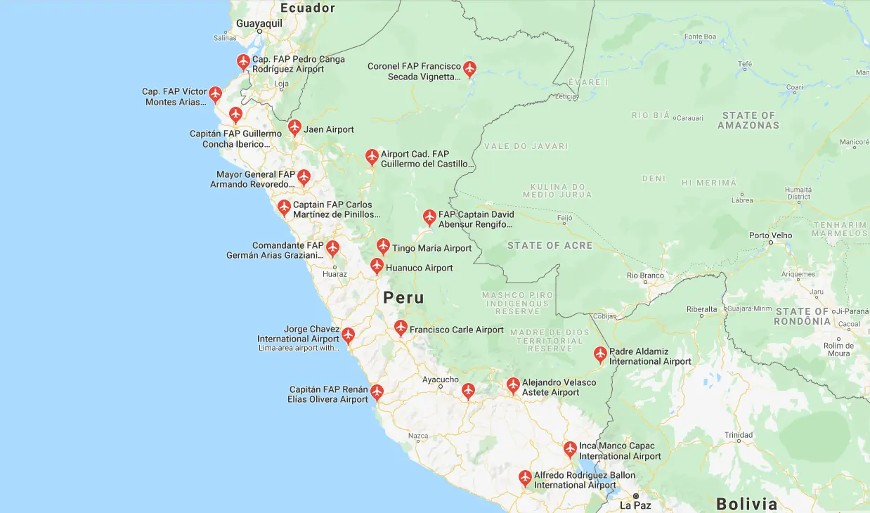 Lima Peru Travel Guide - Getting to Lima - Airport Map