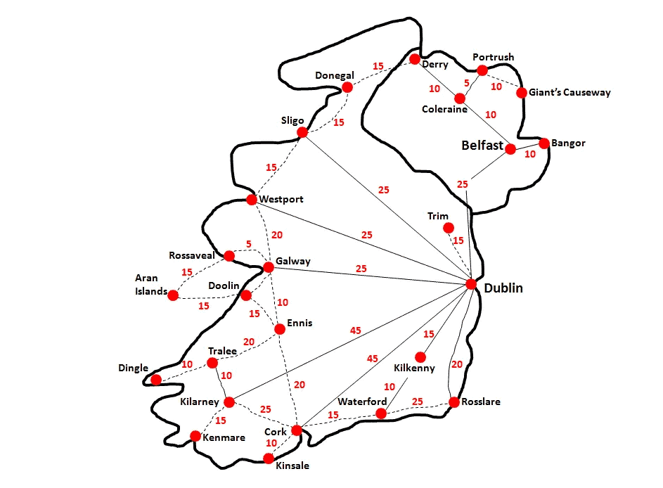 Ireland Travel Itinerary Ireland Rail Time Map