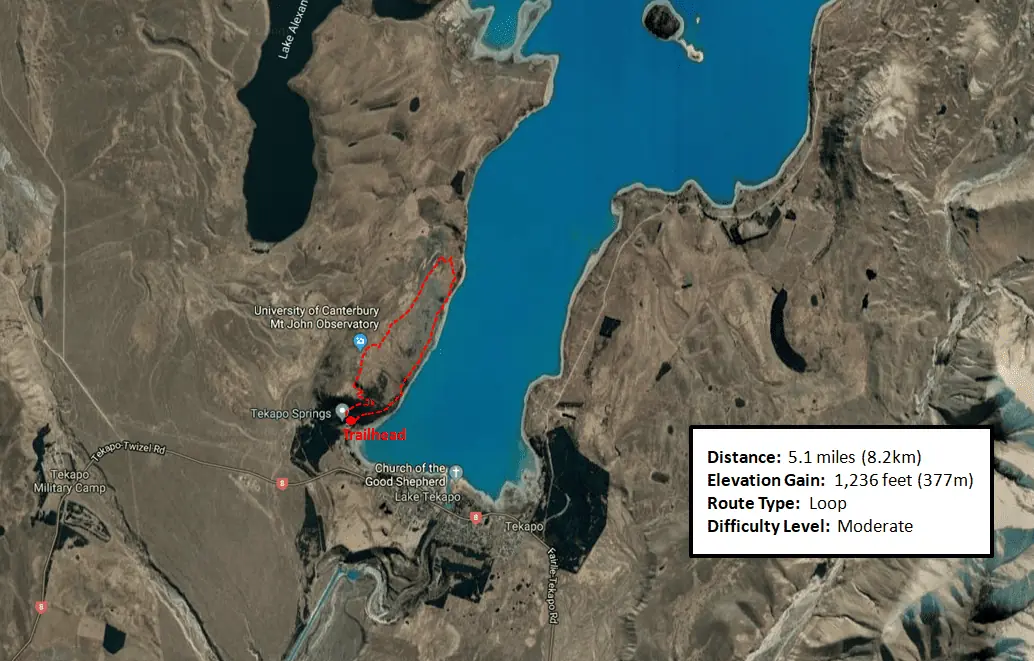 Lake Tekapo Guide - Mount John Circuit Hiking Map