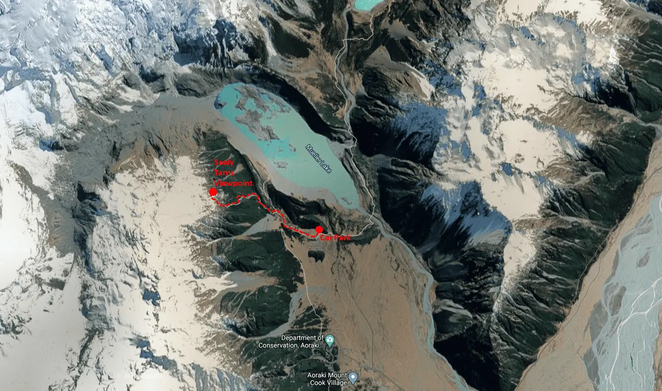 Mount Cook\Aoraki National Park Guide Sealy Tarns Track Trail Map