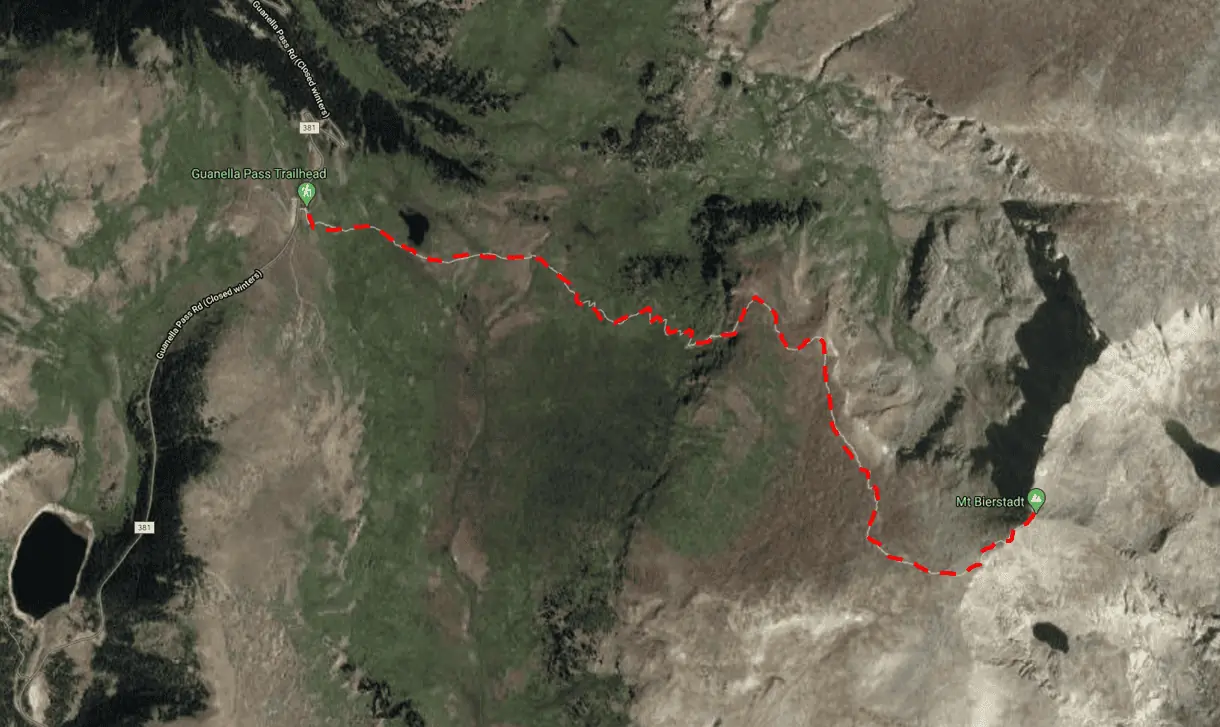 Best Fourteeners for Beginners - Mount Bierstadt Trail Map