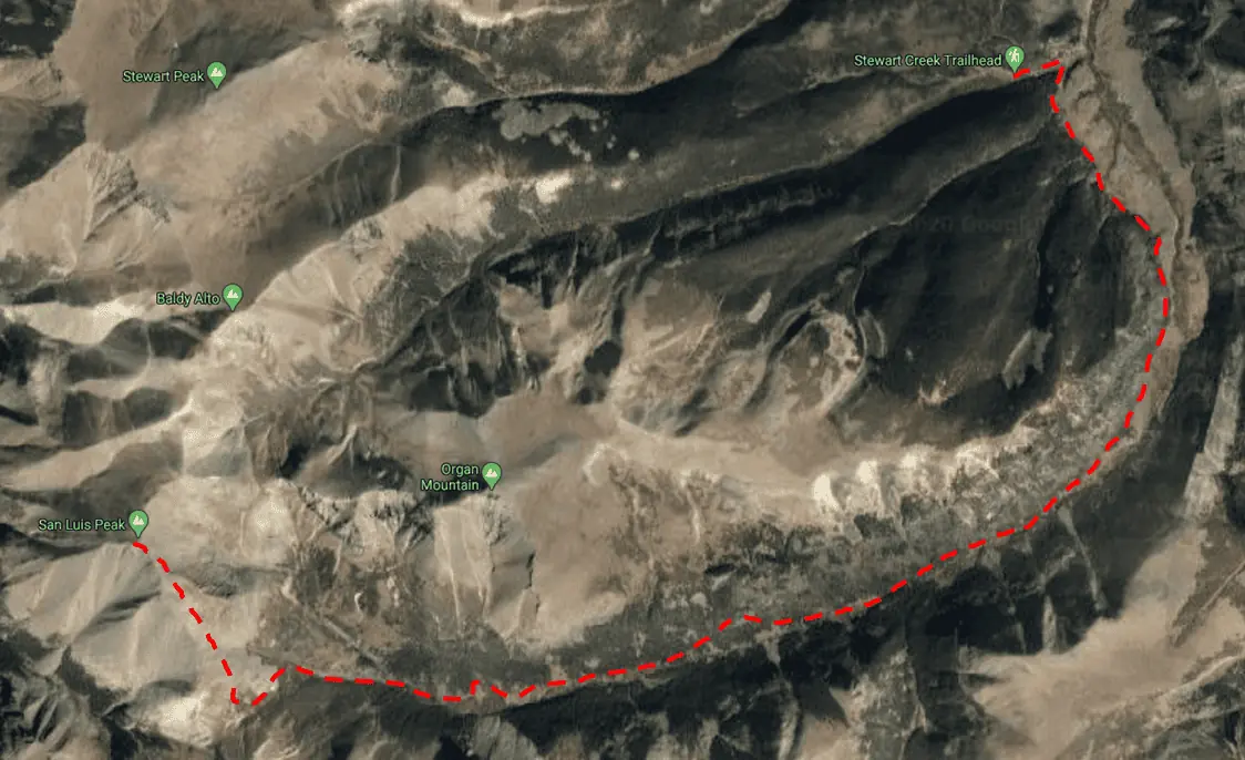 Best Fourteeners for Beginners - San Luis Peak Trail Map