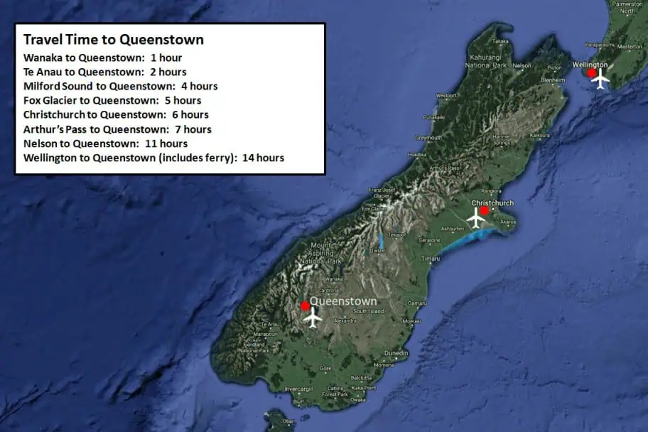 Queenstown New Zealand travel guide - Getting to Queenstown, New Zealand Map