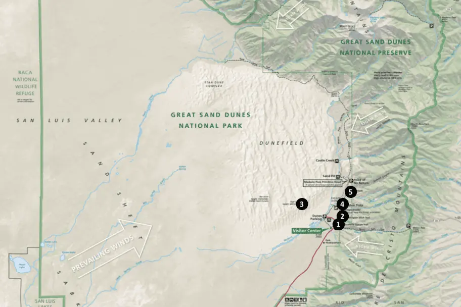 Great Sand Dunes National Park - Top Things to See Map