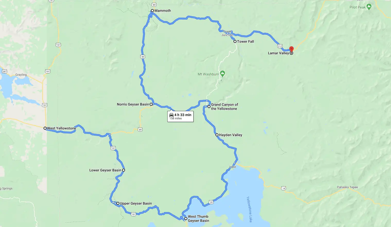 Summer Parks Trip - Day 10 Driving Map 1