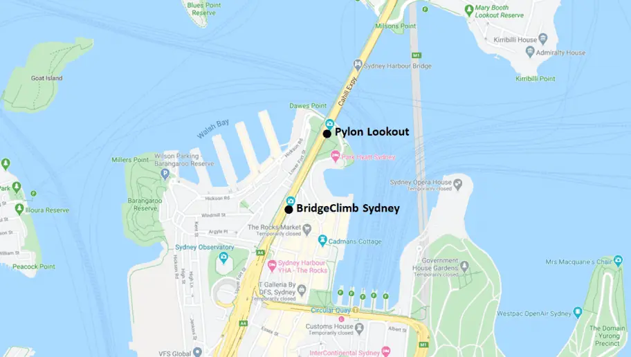 Sydney Harbour Bridge Viewpoints Map