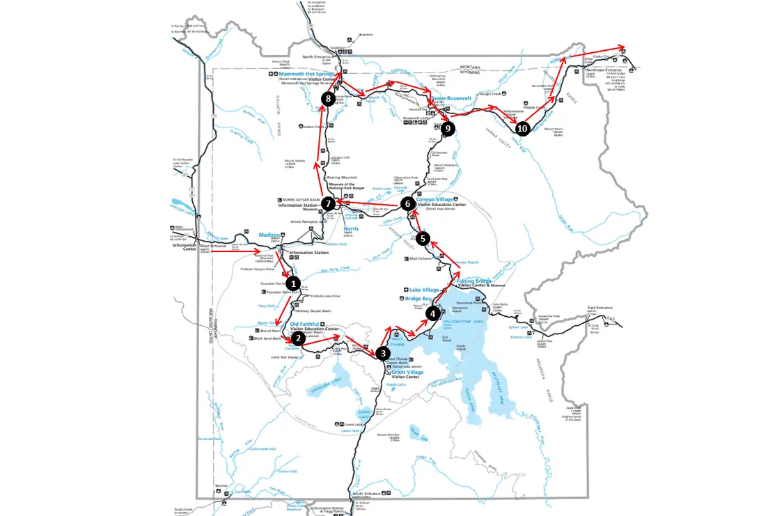 Yellowstone Top Things to See Map