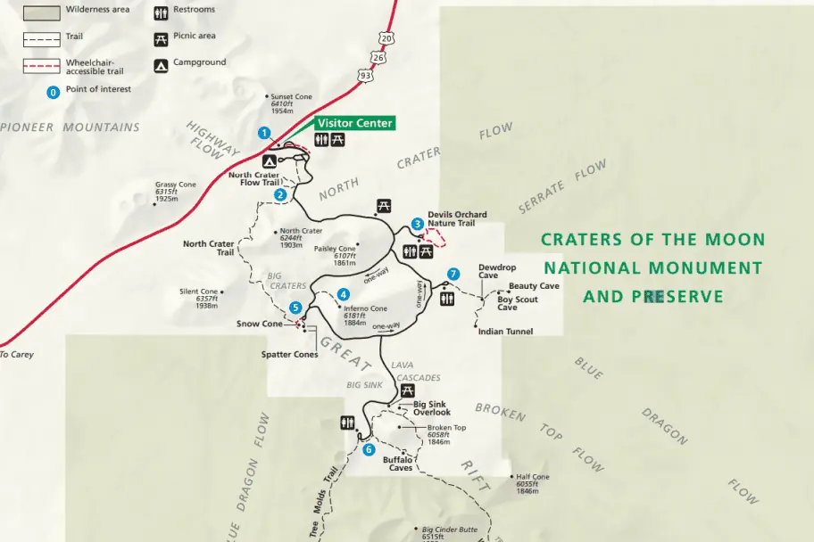 Craters of the Moon National Monument Park Map Preview
