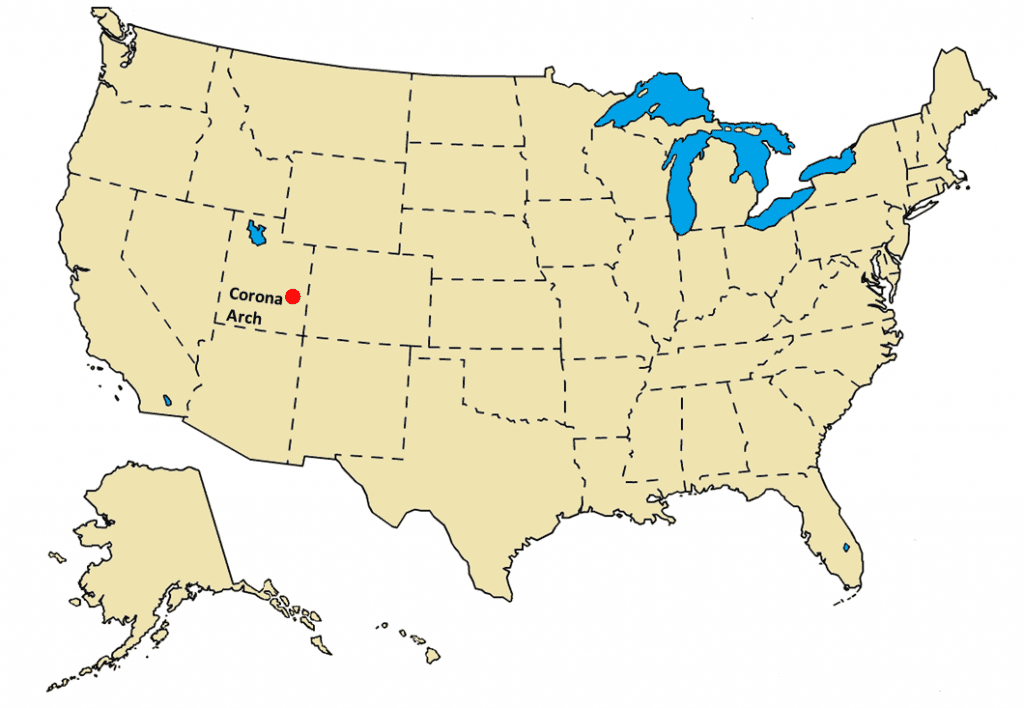 Corona Arch Location Map