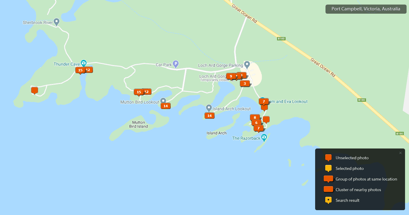 Loch Ard Gorge - Great Ocean Road Photos Map