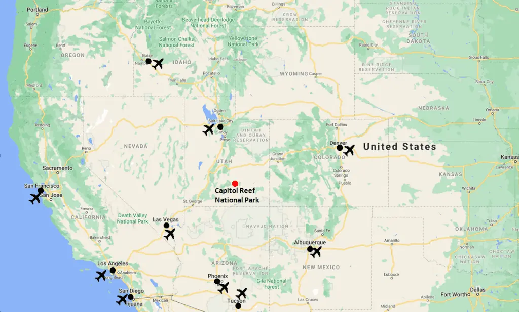 Capitol Reef National Park Regional Map