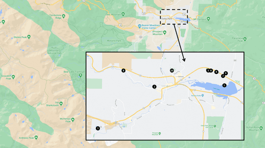 Estes Park, Colorado Hotels Map