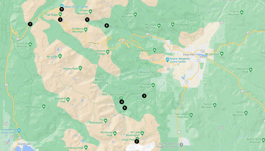 Top Things to See and Do in Rocky Mountain National Park Map