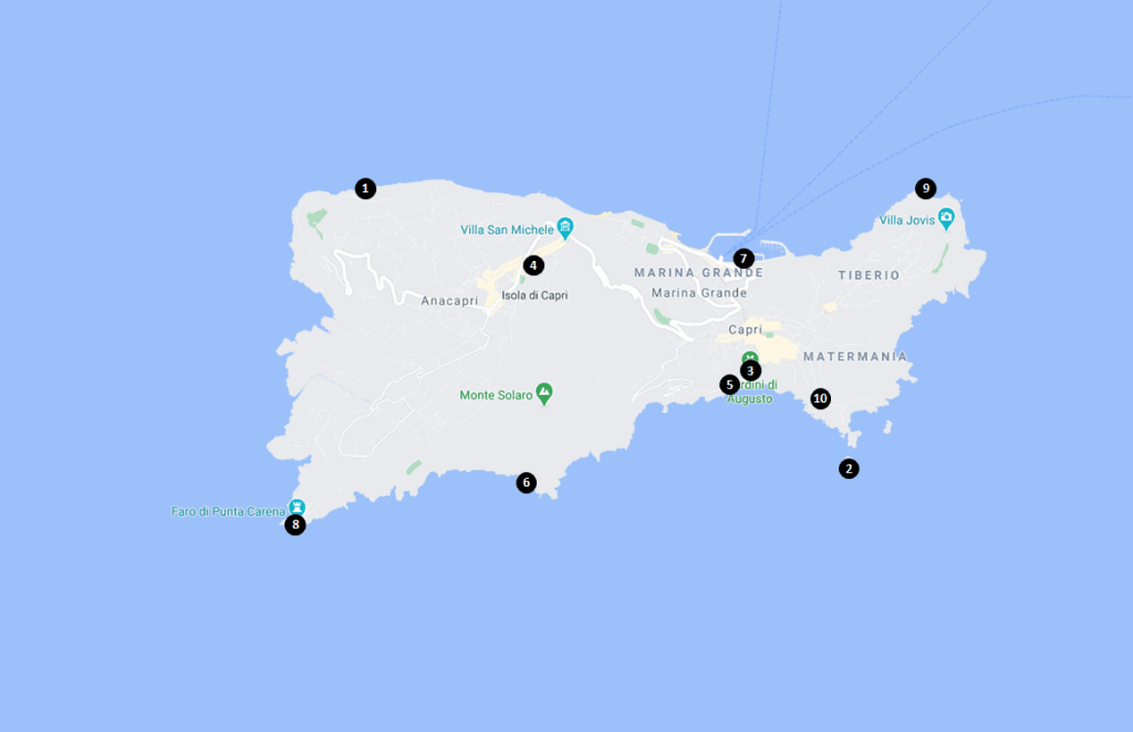 Top Things to See and Do in Capri, Italy Map Top Things to See and Do in Capri, Italy Map